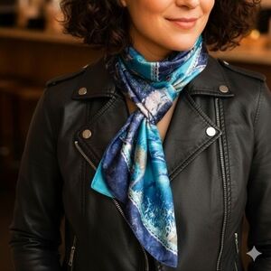 Dahlia 100% Silk Ocean Reef Scarf – Wearable Art – 62” x 17”